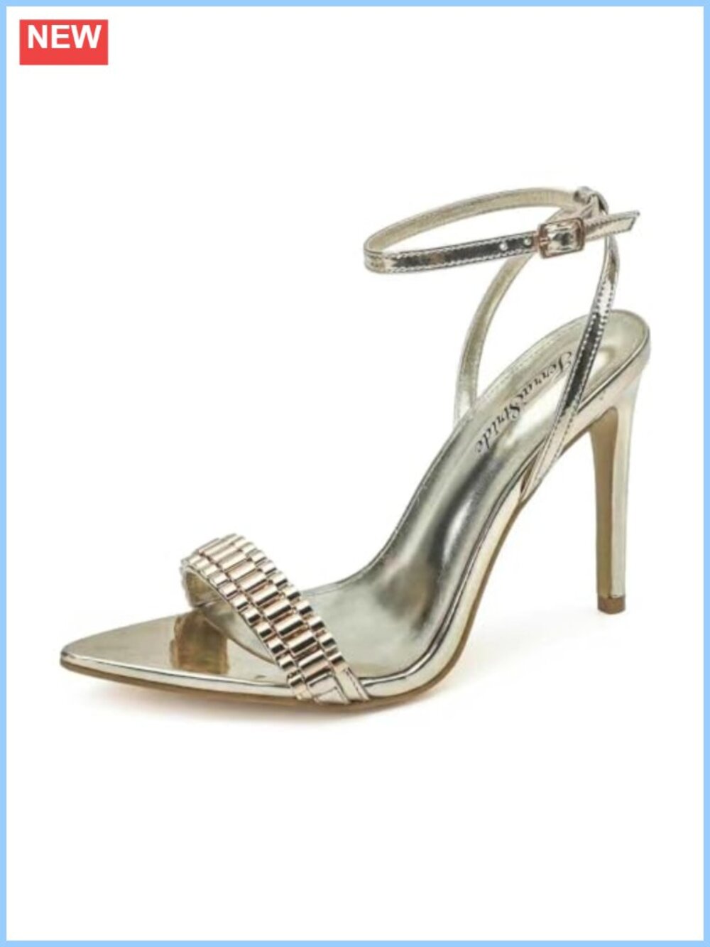 Women's Pointed Toe Stiletto Heels Patent Leather Ankle Strap Sandals